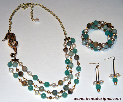 Amazonite Dream necklace, bracelet and earrings