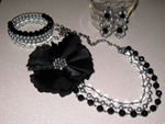 Black and Silver Flower jewellery set