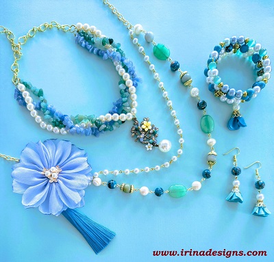 Blue Flower Garden jewelry set