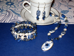Blue White Flower jewellery set