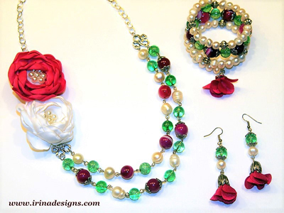 Fuschia Flower Dream jewellery set