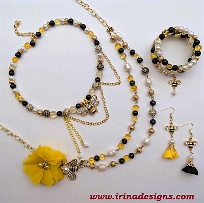 Golden Bee Garden jewelry set