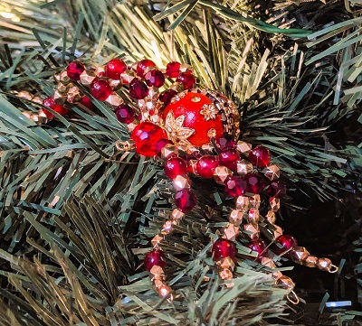 Ruby and Gold Beaded Spider