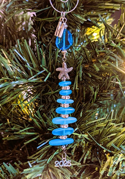 Blue Seaglass Tree Ornament