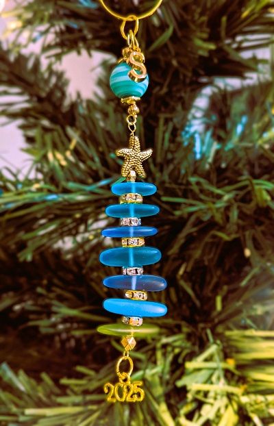 Blue & Green Seaglass Tree Ornament