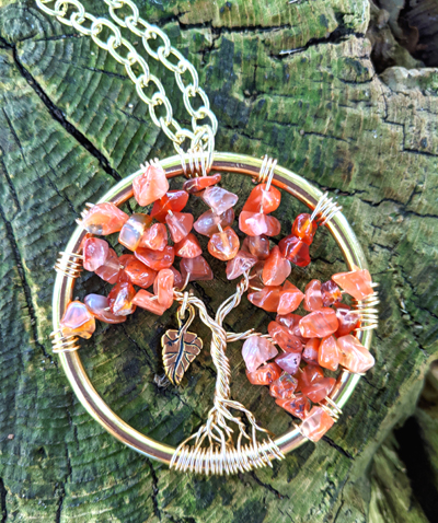 Red Agate Tree of Life Pendant